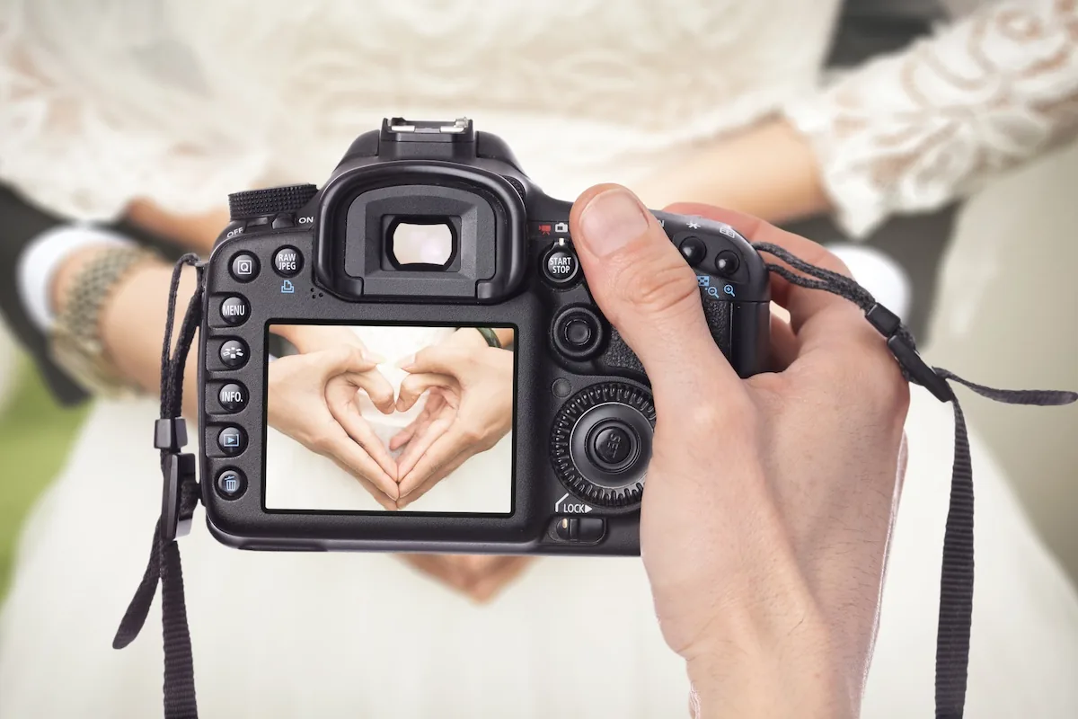Wedding photography team in action